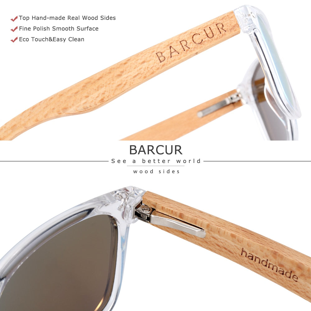 BARCUR-Gafas De Sol polarizadas para niños y niñas, lentes De Sol con protección UV400, Gafas De Sol De madera