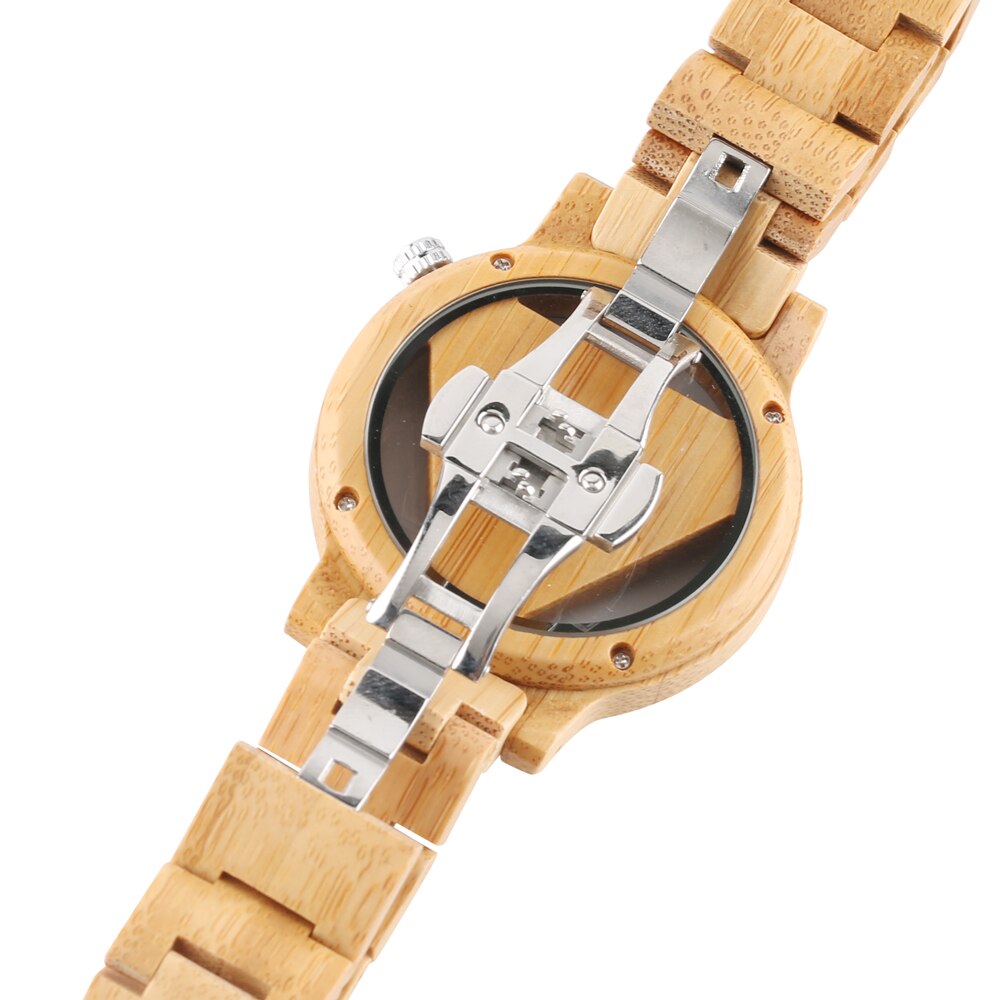 WOOD watch ¡Reloj de Madera Único con Triángulo Geométrico Invertido! Reloj de cuarzo de madera con esfera creativa y hueca. ¡Un diseño original y moderno para hombres! ⌚🔲🌳