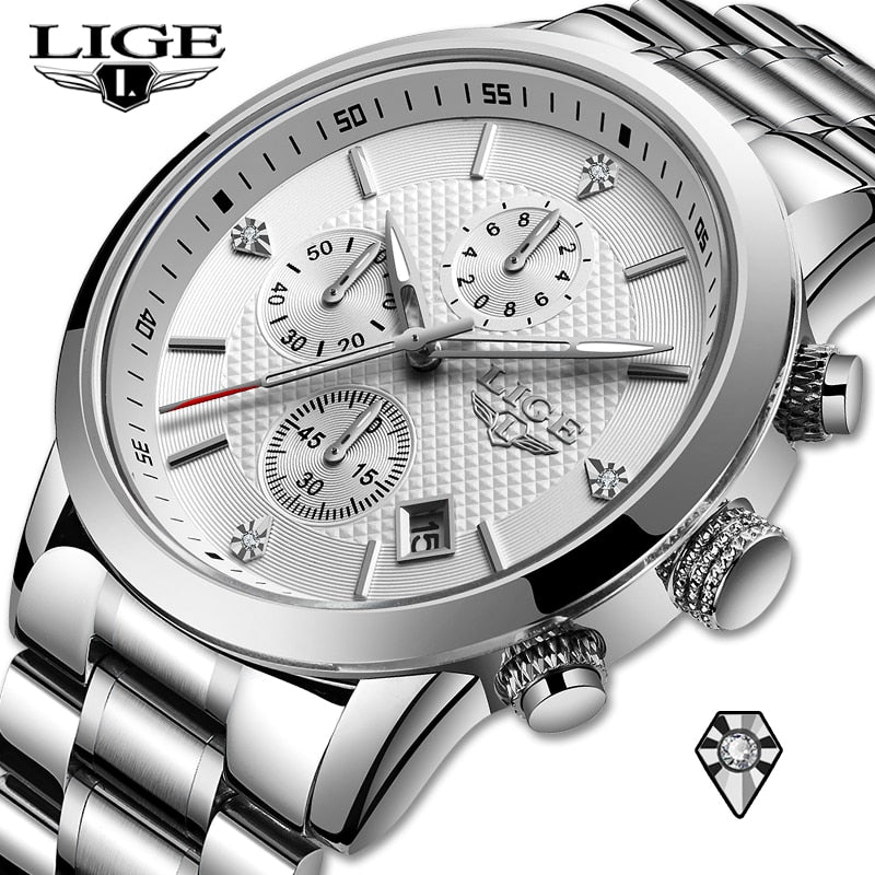 LIGE 🆕⌚️ Reloj para hombres 2022, de lujo y deportivo. Cuenta con cronógrafo, resistente al agua y correa de acero inoxidable. ¡Perfecto para el hombre moderno! 💼🏅