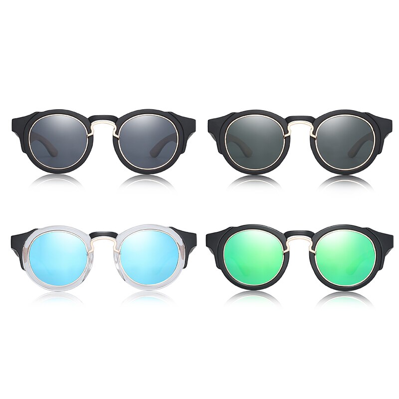 Hu Wood-gafas de sol redondas Steampunk para hombre y mujer, lentes de moda de diseñador de marca, montura Retro, gafas de sol Vintage, alta calidad, UV 400