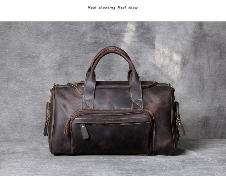 MAHEU bolsa de viaje de cuero genuino para hombre bolso de viaje de negocios para exteriores color