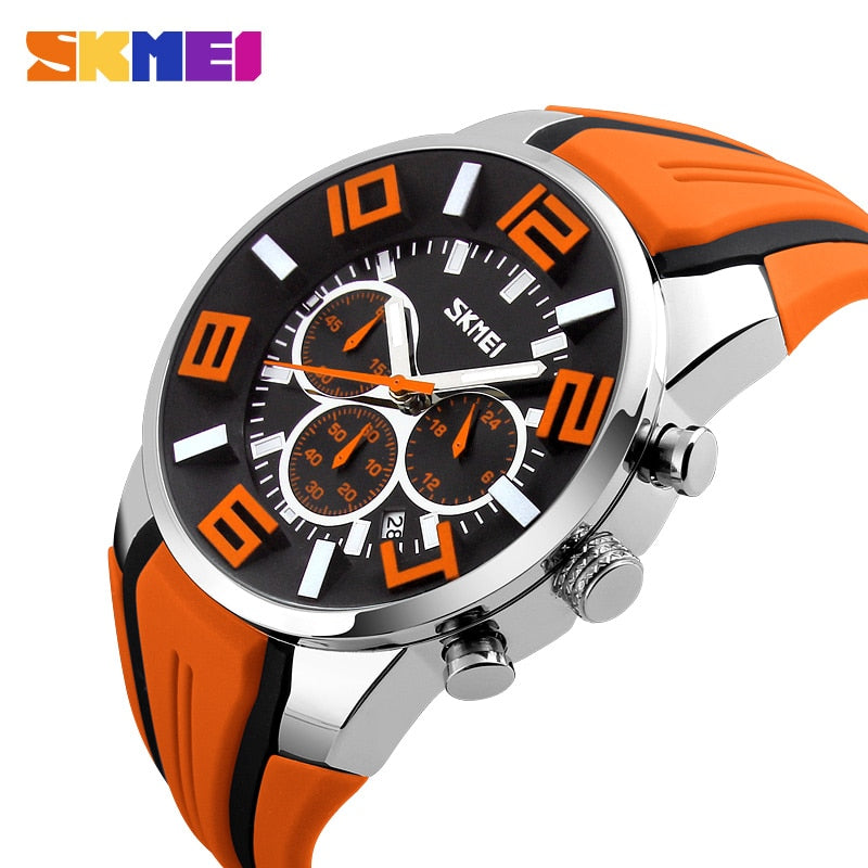 SKMEI ¡Presentamos el "Reloj SKMEI Cronógrafo" para hombres! Un reloj deportivo de lujo, resistente al agua y con movimiento de cuarzo. ¡El complemento perfecto para el hombre moderno en 2018! ⌚🏆
