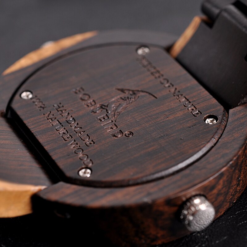 BOBO BIRD con 2 zonas horarias ⌚️🌳 Reloj de cuarzo de madera con diseño para mujeres, un regalo para hombres 🎁🎀 En caja de madera 🌲