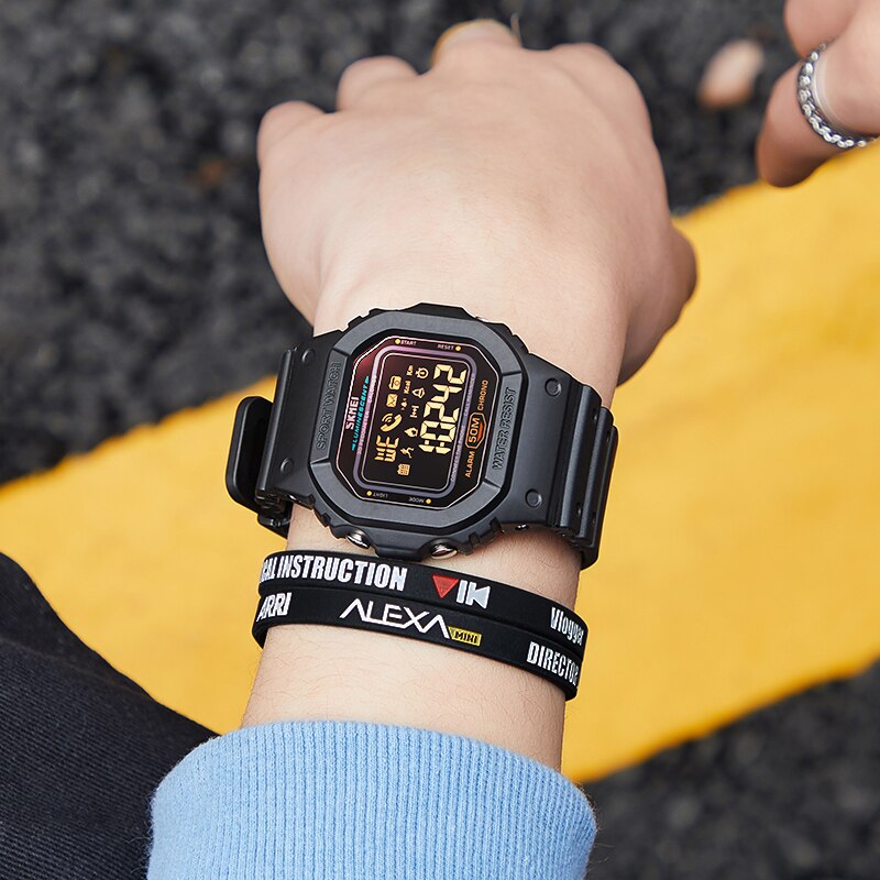 SKMEI Un reloj electrónico con seguimiento de pasos y calorías, compatible con Huawei e iPhone. ¡Un reloj deportivo y funcional! ⌚🏃♂️📱