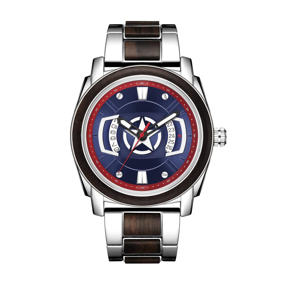 Reloj de pulsera de madera de sándalo para hombre, cronógrafo de cuarzo con calendario y fecha, correa de madera Real completa, multifunción