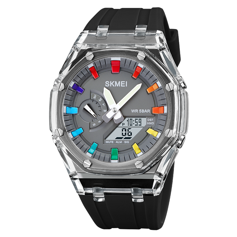 SKMEI Con cuenta regresiva, cronómetro, luz LED y movimiento electrónico. Un reloj de pulsera con 5 alarmas y dos zonas horarias digitales. ⌚🔥