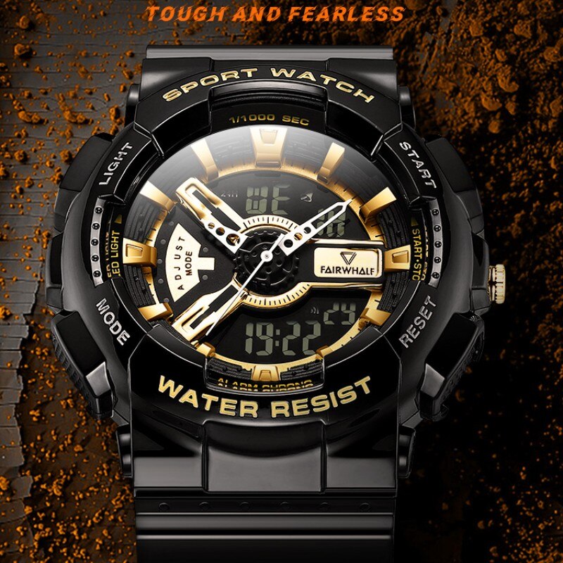 Mark Fairwhale-reloj electrónico multifuncional para hombre, cronógrafo deportivo de Goma, con visión nocturna, calendario, 4300