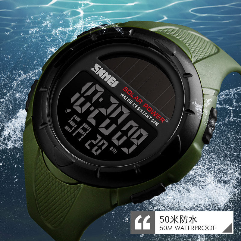 SKMEI Reloj SKMEI para hombres con luz luminosa, deportivo y digital. Funciona con energía solar, respetuoso con el medio ambiente, con alarma. Ideal para hombres, un reloj masculino y versátil. ⌚🌞🚀🔔🏃♂️