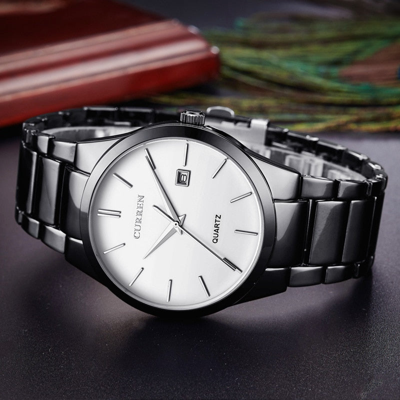 CURREN ⌚️💼 Reloj de lujo para hombre con correa de acero delgada y resistente al agua. 💼⌚️