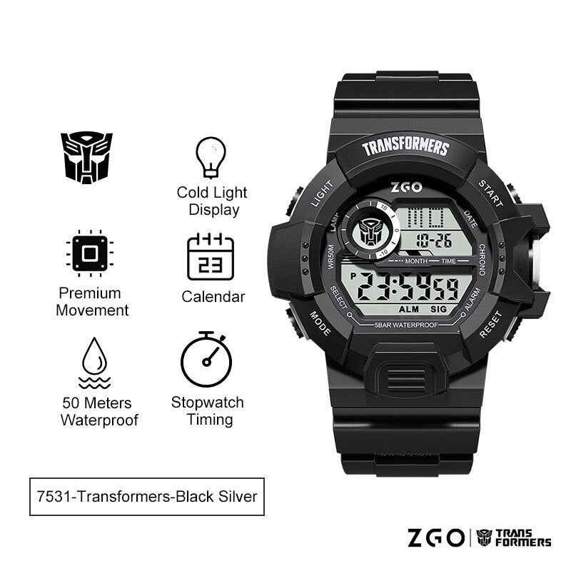 Transformers COLECCION Reloj Electrónico Deportivo Transformers Joint Watch, Impermeable, Reloj Mecánico Optimus Prime Hornet. Ideal para Niños, Chicos y Hombres como Regalo