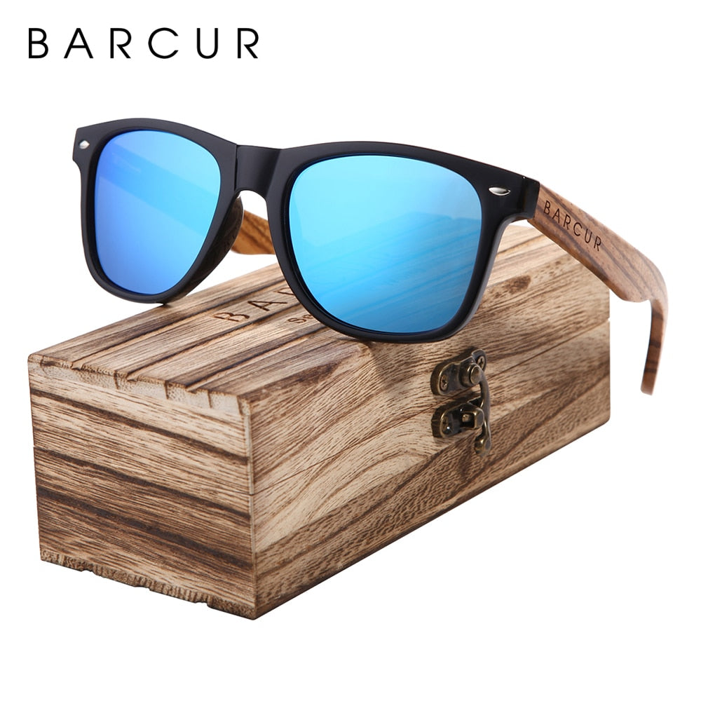 BARCUR  "Gafas de Sol Polarizadas de Madera de Zebra"! Hechas a mano con un elegante marco de madera vintage, ideales para los hombres que conducen. ¡Incluyen una caja para su cuidado! 🕶️🚘