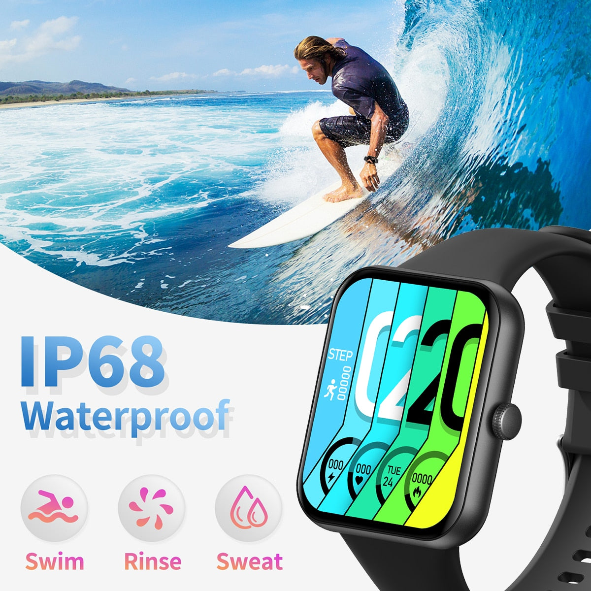 SENBONO para Hombres 💧💦 3ATM Impermeable IP68 🏊‍♂️⌚ Reloj Deportivo de 1.83 pulgadas ⌚️💪 Esferas Personalizadas 🔄💻 Smartwatch para Hombres y Mujeres ⌚️🚺 Compatible con Xiaomi, iOS y Android 📱🤝