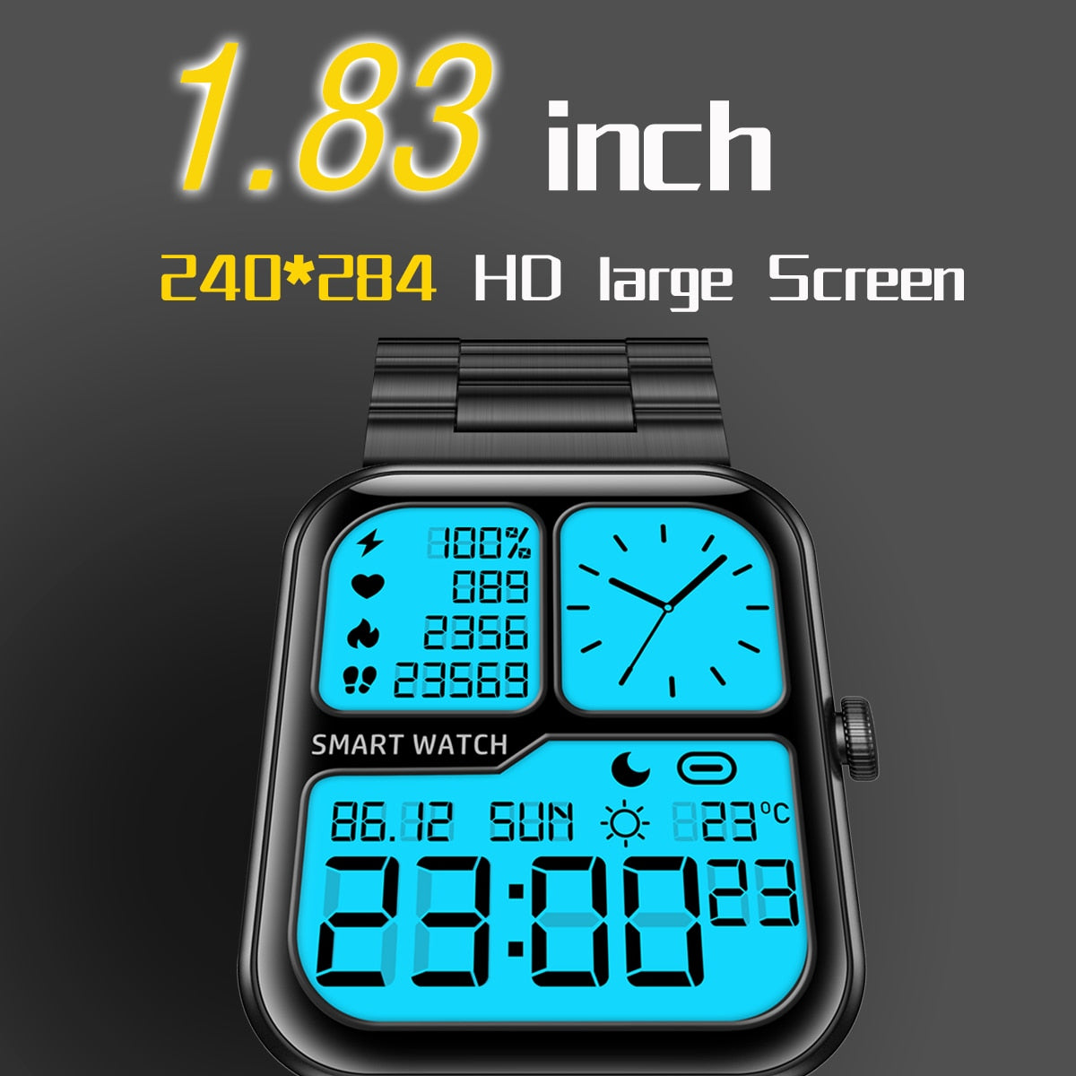 SENBONO para Hombres 💧💦 3ATM Impermeable IP68 🏊‍♂️⌚ Reloj Deportivo de 1.83 pulgadas ⌚️💪 Esferas Personalizadas 🔄💻 Smartwatch para Hombres y Mujeres ⌚️🚺 Compatible con Xiaomi, iOS y Android 📱🤝