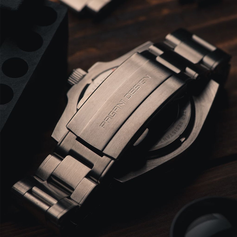 PAGANI DESIGN - Reloj mecánico para hombre con bisel de cerámica y cristal de zafiro, automático y superluminoso. ¡Elegante y funcional! ⌚🔥🕶️