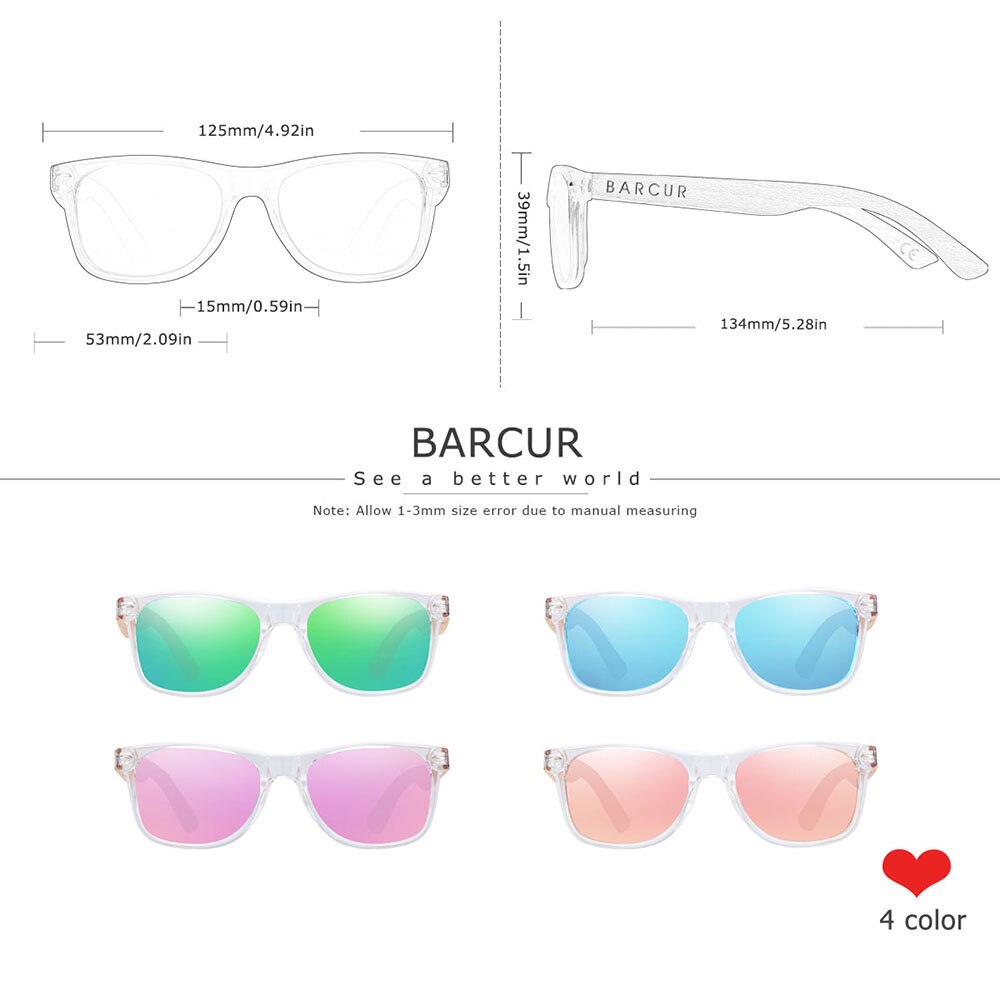 BARCUR-Gafas De Sol polarizadas para niños y niñas, lentes De Sol con protección UV400, Gafas De Sol De madera