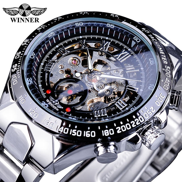 Winner Esta elegante "Montre Homme" cuenta con un movimiento automático y un esqueleto que lo hace único. ¡Un reloj de primera categoría para hombres con gusto por el lujo y el estilo deportivo! ⌚🏆