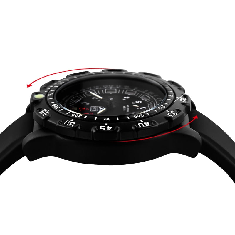 Reloj de pulsera de cuarzo para hombre crongrafo de silicona negra resistente al agua hasta 50M con tubo luminoso para deportes al aire libre