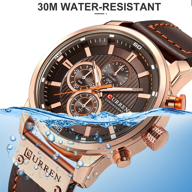 CURREN COLECCION "Reloj de Pulsera para Hombres, Marca de Lujo Top, Cronógrafo, Reloj Deportivo Militar, CURREN. Movimiento de Cuarzo. Estilo Deportivo. Resistente al Agua." con caja opcional.