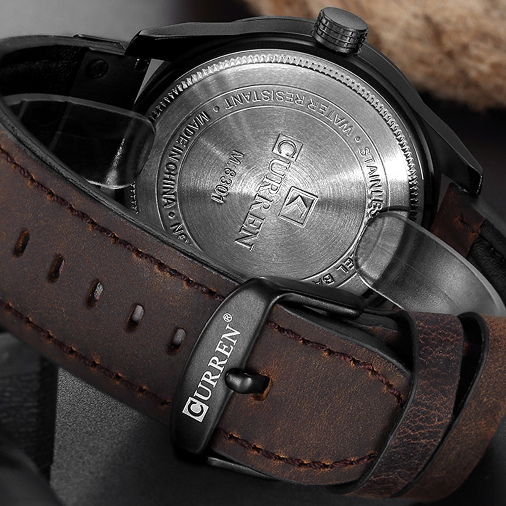 CURREN hombres relojes deportivos militares cuero. CAJA DE REGALO.
