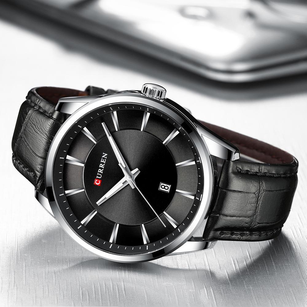CURREN Quartz Watches for Men Leather Strap Male Wristwatches Top Luxury Brand Business Men's Clock  45 mm Reloj Hombres