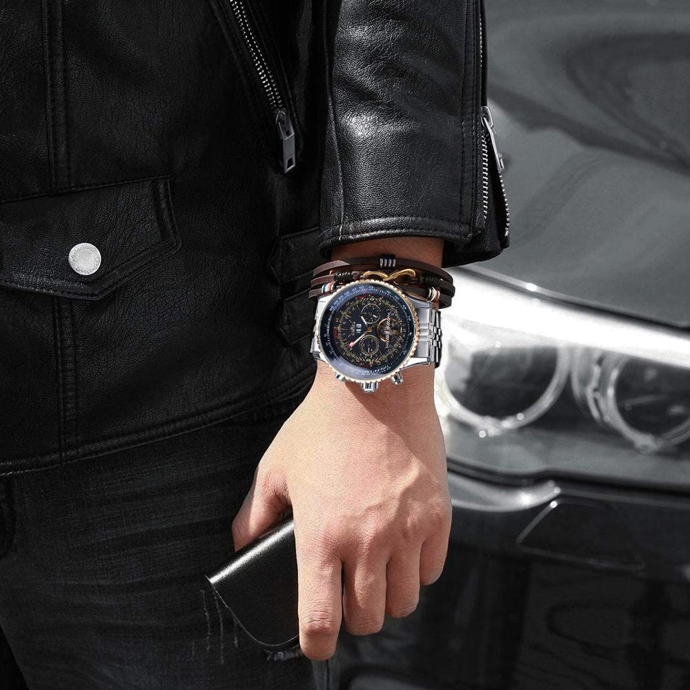 Jaragar 2017 – reloj con esfera dorada con bisel dorado para hombres, diseño de esfera de acero inoxidable, mecánico, automático, masculino