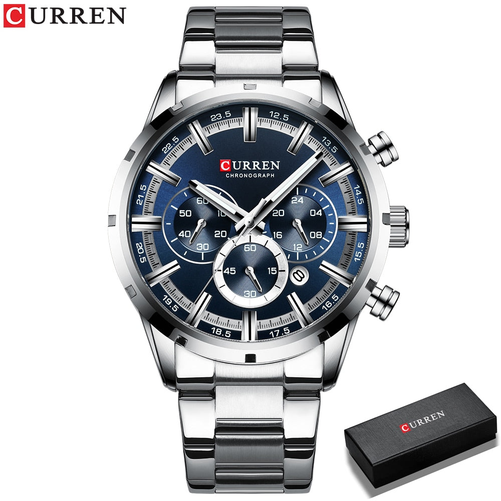 CURREN-reloj analógico de cuarzo para hombre! ⌚️💦 Con su resistencia al agua y cronógrafo, este accesorio de pulsera es perfecto para complementar tu estilo masculino. 👨‍💼🔝👔🕶️