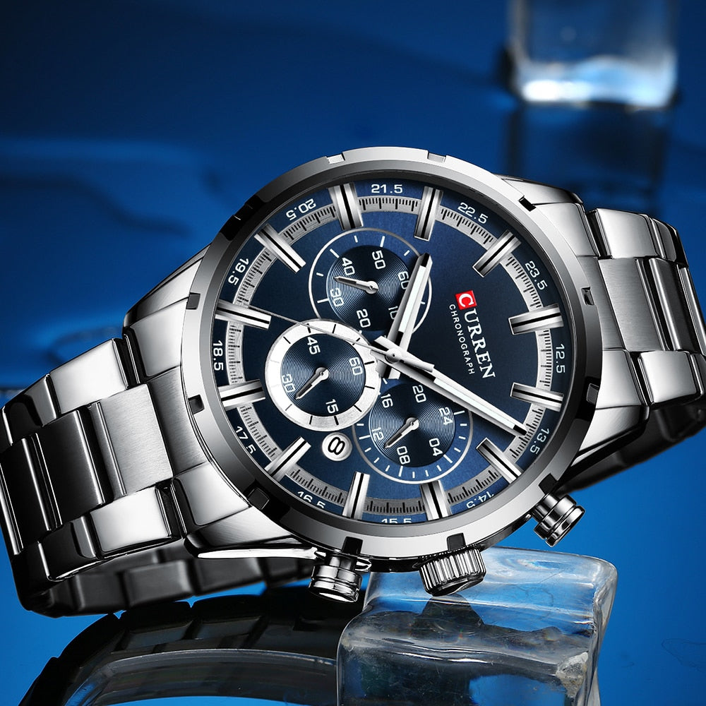CURREN-reloj analógico de cuarzo para hombre! ⌚️💦 Con su resistencia al agua y cronógrafo, este accesorio de pulsera es perfecto para complementar tu estilo masculino. 👨‍💼🔝👔🕶️