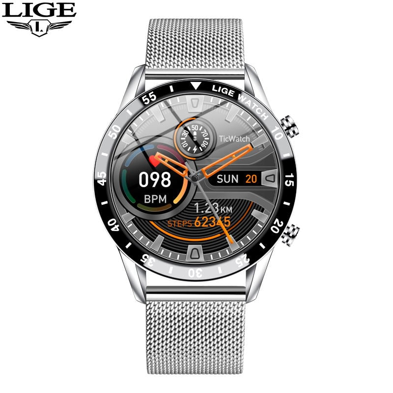 LIGE-reloj inteligente con pantalla táctil para hombre, accesorio de pulsera de acero resistente al agua con seguimiento de actividad deportiva, Bluetooth, llamadas, caja, 2023