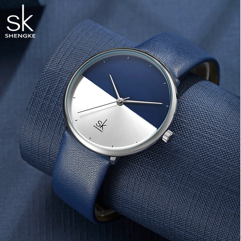 ShengKe Moda Relojes para Parejas, para Hombres y Mujeres, Casual con Correa de Cuero, Reloj de Cuarzo para Mujeres, Reloj de Vestir para Parejas, Relogios Femininos.