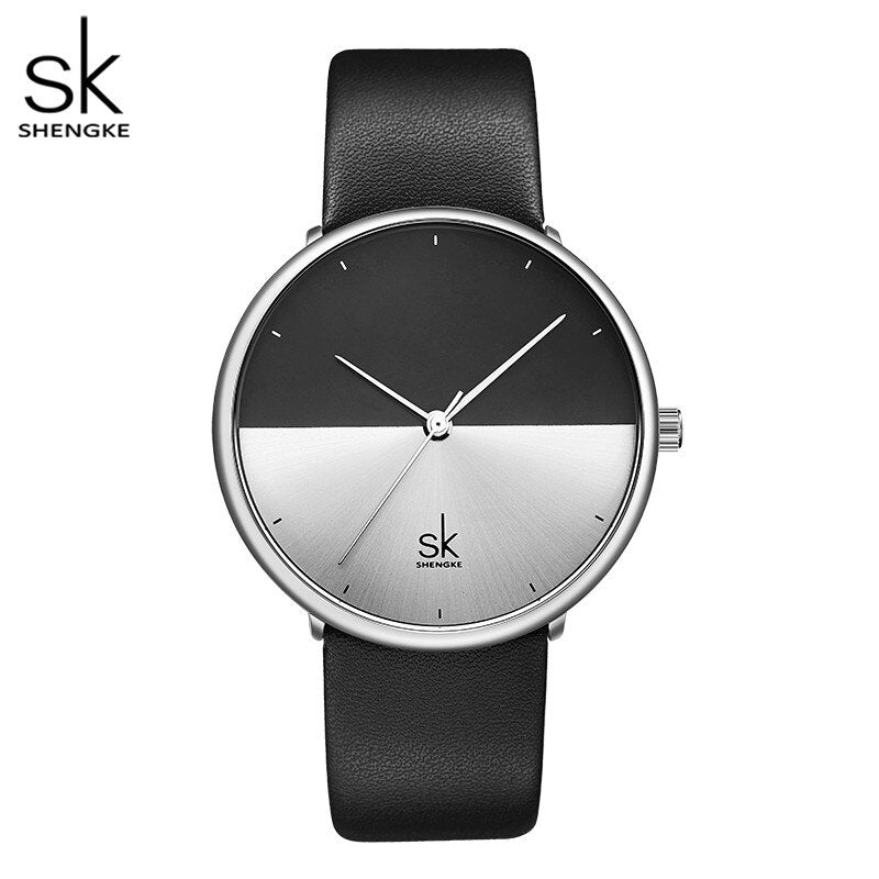 ShengKe Moda Relojes para Parejas, para Hombres y Mujeres, Casual con Correa de Cuero, Reloj de Cuarzo para Mujeres, Reloj de Vestir para Parejas, Relogios Femininos.