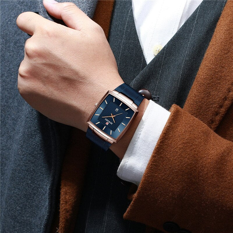 REWARD Reloj de Hombre de Marca Superior 👔 Negocio Relogio Masculino ⌚ Cuadrado de Cuarzo Reloj de Hombre 👨 Pulsera de Acero Completo 💦 Resistente al Agua. Con caja de regalo