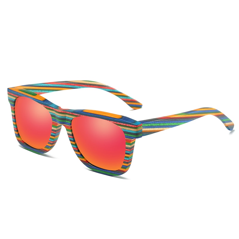 GM-Gafas de sol polarizadas hechas a mano con montura colorida de madera, lentes reflectantes de bambú, unisex