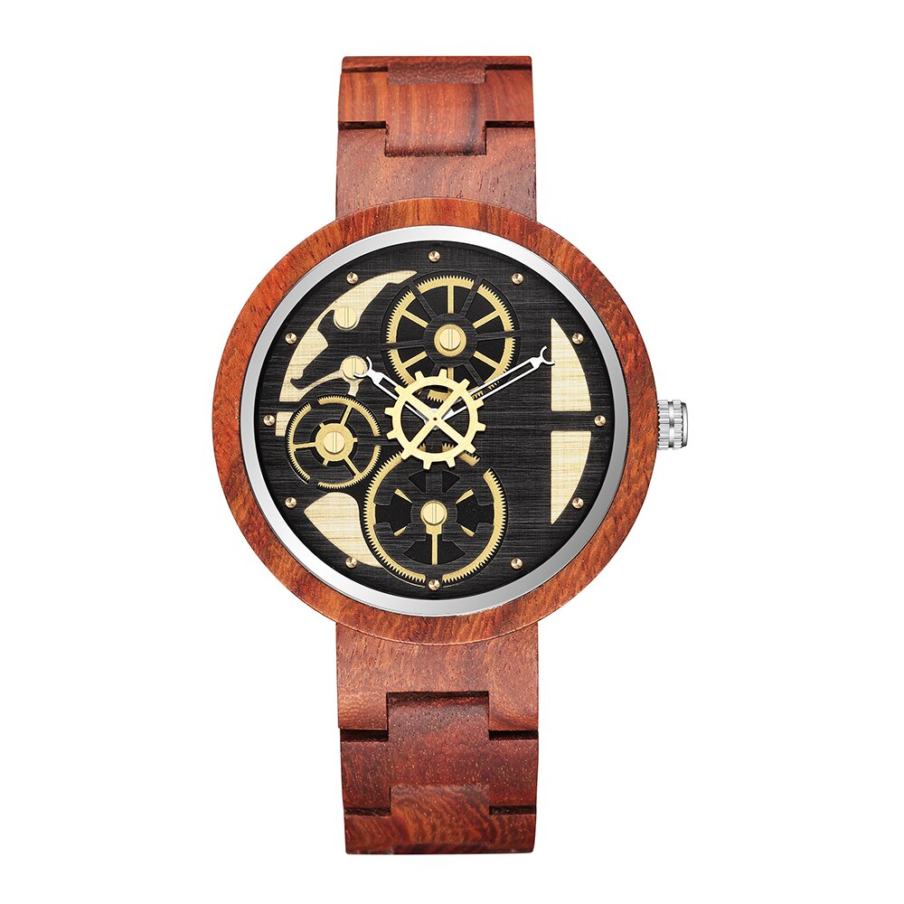 🕰️⌚️🎁 Reloj De Madera Wanlut para hombre, un impresionante cronógrafo De cuarzo con correa De Madera sólida. Su diseño creativo incorpora una única rueda De engranaje, que agrega un toque de ingenio y estilo a tu muñeca.