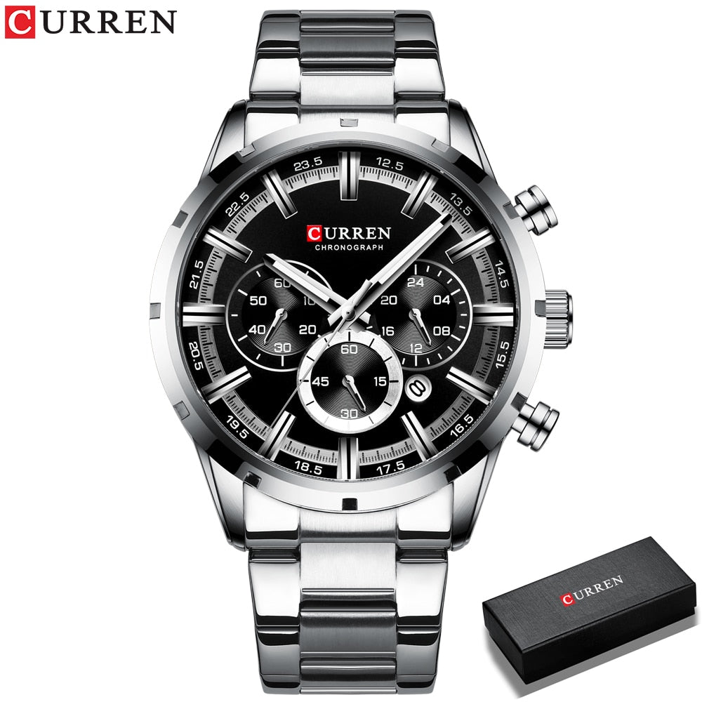 CURREN-reloj analógico de cuarzo para hombre! ⌚️💦 Con su resistencia al agua y cronógrafo, este accesorio de pulsera es perfecto para complementar tu estilo masculino. 👨‍💼🔝👔🕶️