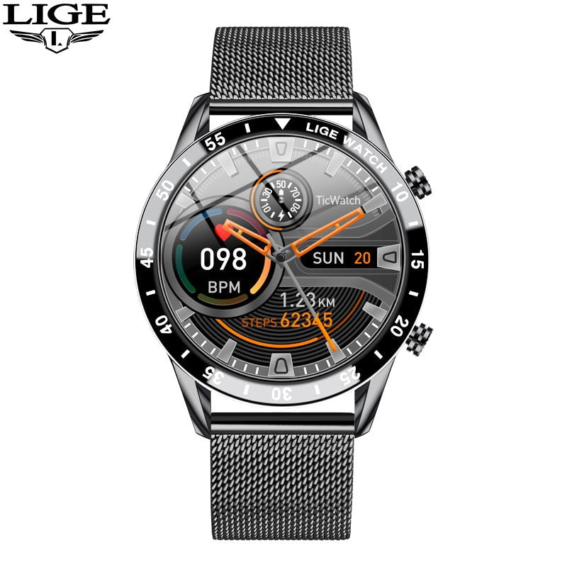 LIGE-reloj inteligente con pantalla táctil para hombre, accesorio de pulsera de acero resistente al agua con seguimiento de actividad deportiva, Bluetooth, llamadas, caja, 2023