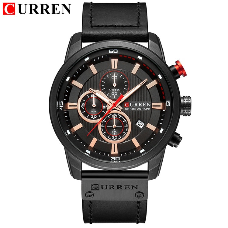 CURREN COLECCION "Reloj de Pulsera para Hombres, Marca de Lujo Top, Cronógrafo, Reloj Deportivo Militar, CURREN. Movimiento de Cuarzo. Estilo Deportivo. Resistente al Agua." con caja opcional.