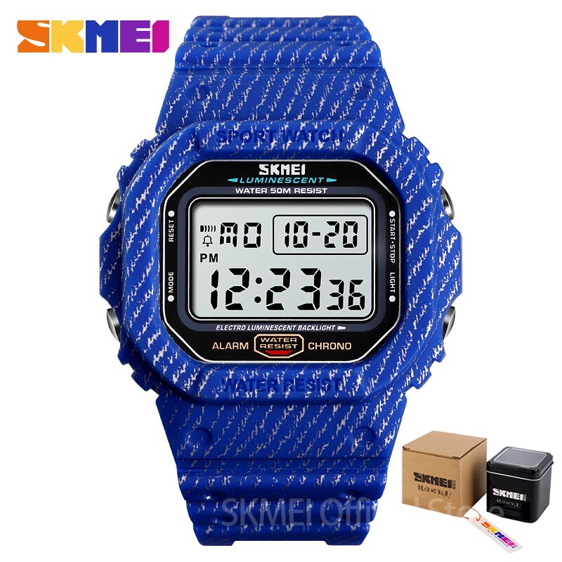 SKMEI Reloj digital resistente al agua 5Bar con alarma, diseño estilo cowboy militar. ¡Un reloj de moda para hombres! ⌚🏕️🤠