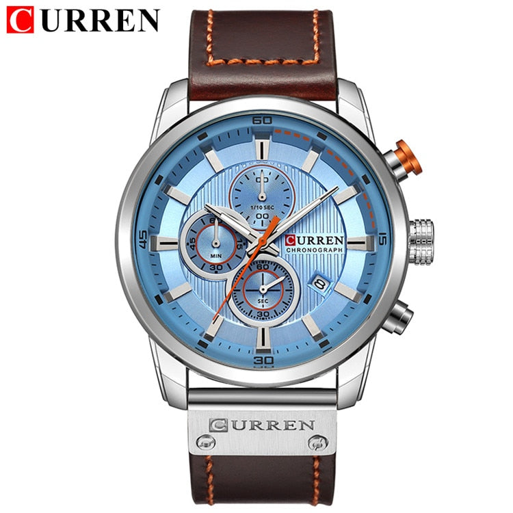 CURREN COLECCION "Reloj de Pulsera para Hombres, Marca de Lujo Top, Cronógrafo, Reloj Deportivo Militar, CURREN. Movimiento de Cuarzo. Estilo Deportivo. Resistente al Agua." con caja opcional.