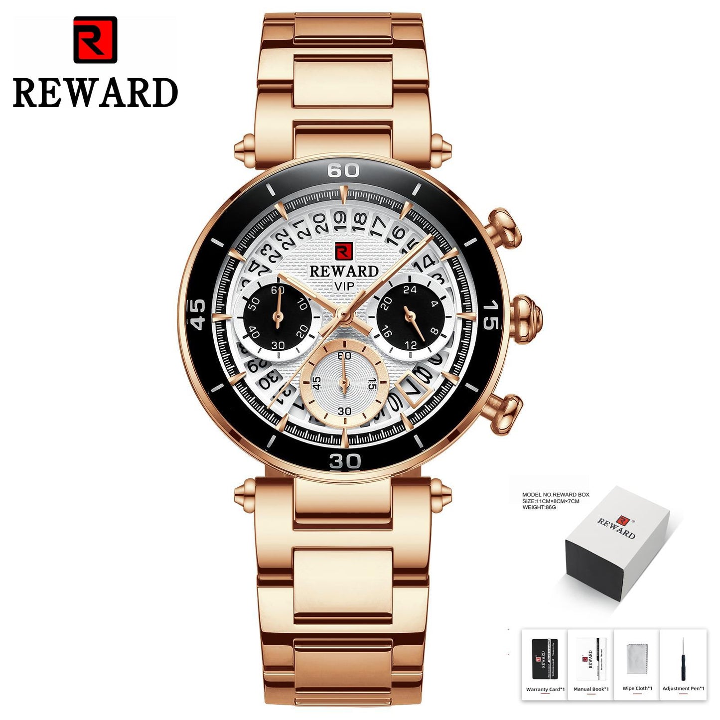 REWARD Reloj de pulsera de recompensa para mujer, cronógrafo con fecha de viaje a la moda, resistente al agua, informal, de cuarzo
