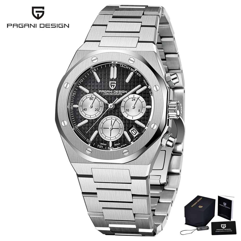 PAGANI Design-Reloj de cuarzo deportivo para Hombre, cronógrafo de acero inoxidable con zafiro, resistente al agua hasta 2023 m, nuevo, 200