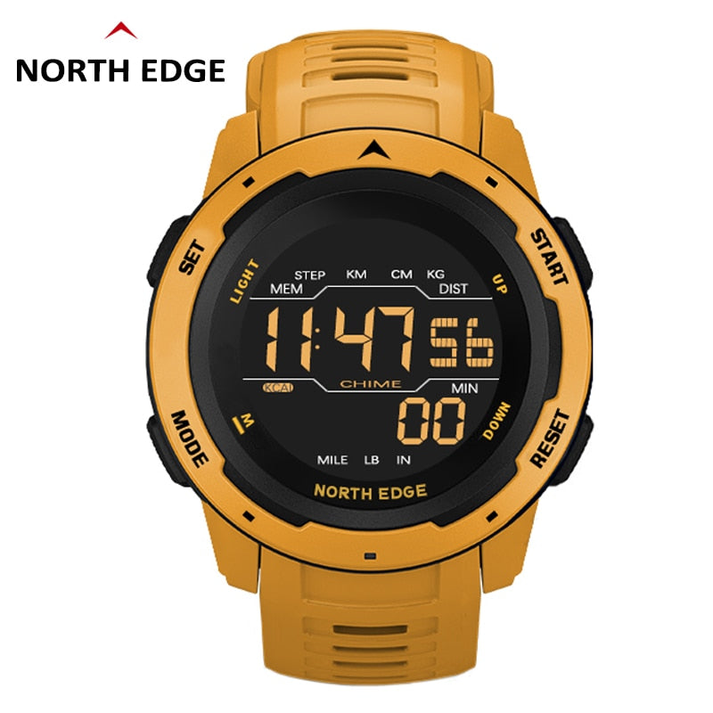NORTH EDGE Men Digital Watch: Deportivo y resistente al agua 50M, con doble hora, podómetro y alarma. Reloj deportivo militar. ⌚💦🏃‍♂️🚀