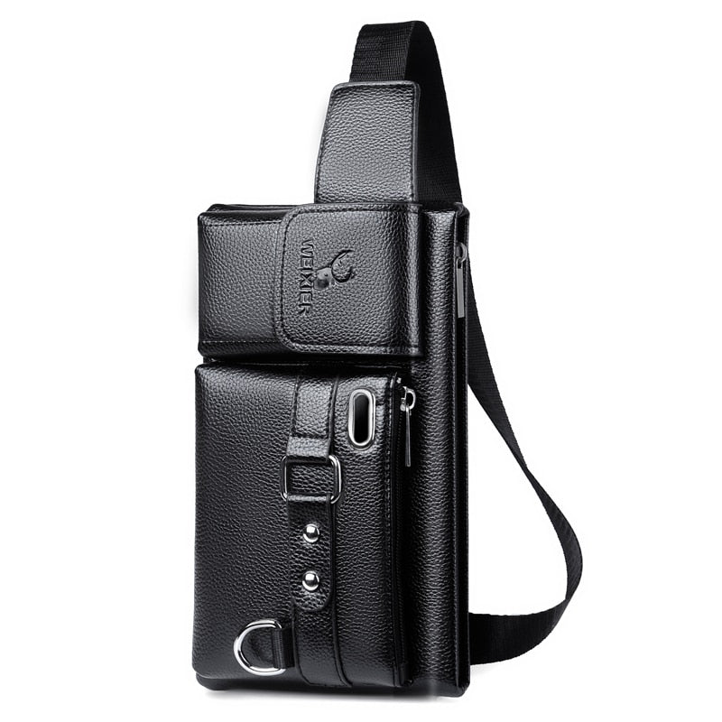 WEIXIER - Bolso de pecho multifuncional de un solo hombro para hombre, bolsa de cintura de gran capacidad, cartera de mensajero informal, marca unisex 🎒👜🚶‍♂️
