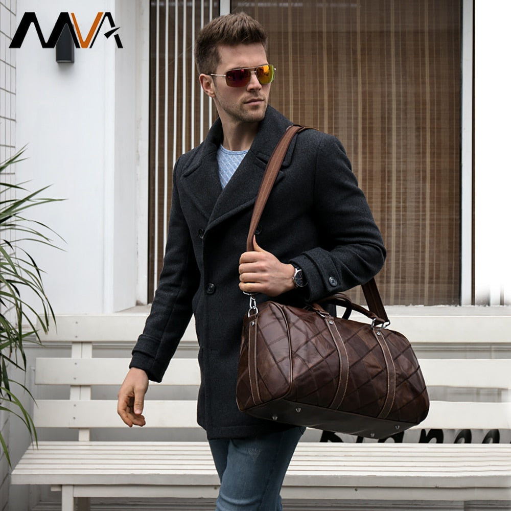WESTAL - Bolsa de viaje de cuero para hombre, bolso de cuero vintage de fin de semana, equipaje de cuero genuino para hombres, bolso de mano para viajes y estancias nocturnas 🧳👜🏞️
