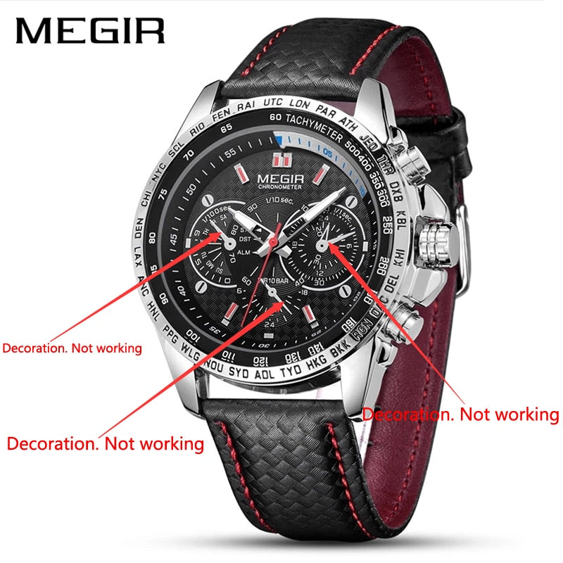 MEGIR-reloj analógico de cuarzo para hombre, accesorio de pulsera resistente al agua con calendario, complemento Masculino de marca de lujo con esfera luminosa, CON CAJA