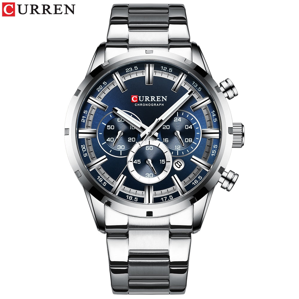 CURREN-reloj analógico de cuarzo para hombre! ⌚️💦 Con su resistencia al agua y cronógrafo, este accesorio de pulsera es perfecto para complementar tu estilo masculino. 👨‍💼🔝👔🕶️
