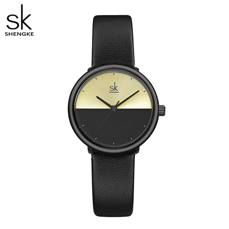 ShengKe Moda Relojes para Parejas, para Hombres y Mujeres, Casual con Correa de Cuero, Reloj de Cuarzo para Mujeres, Reloj de Vestir para Parejas, Relogios Femininos.