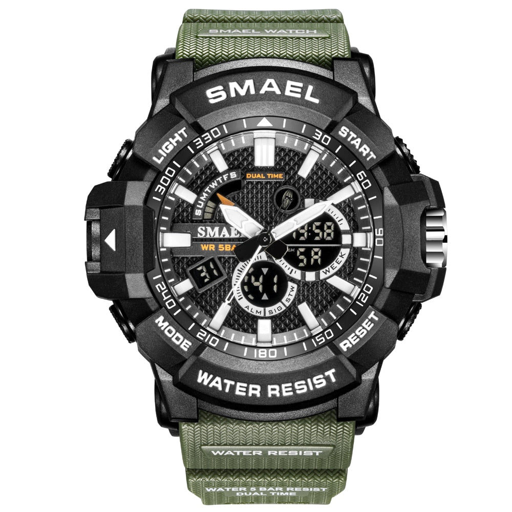 Reloj deportivo militar para hombre cronmetro de camuflaje despertador LED resistente al agua hasta 50m