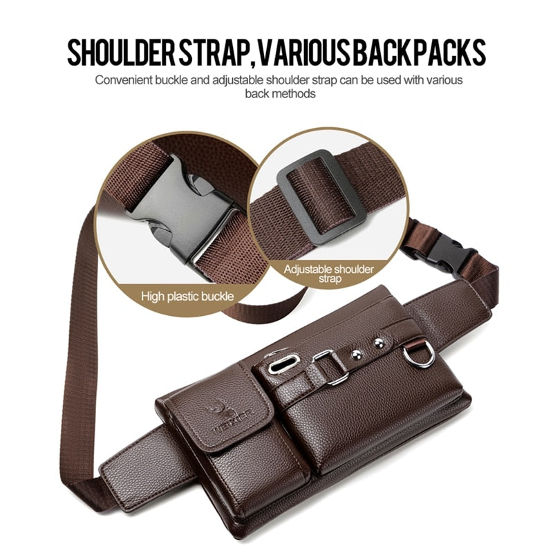 WEIXIER - Bolso de pecho multifuncional de un solo hombro para hombre, bolsa de cintura de gran capacidad, cartera de mensajero informal, marca unisex 🎒👜🚶‍♂️