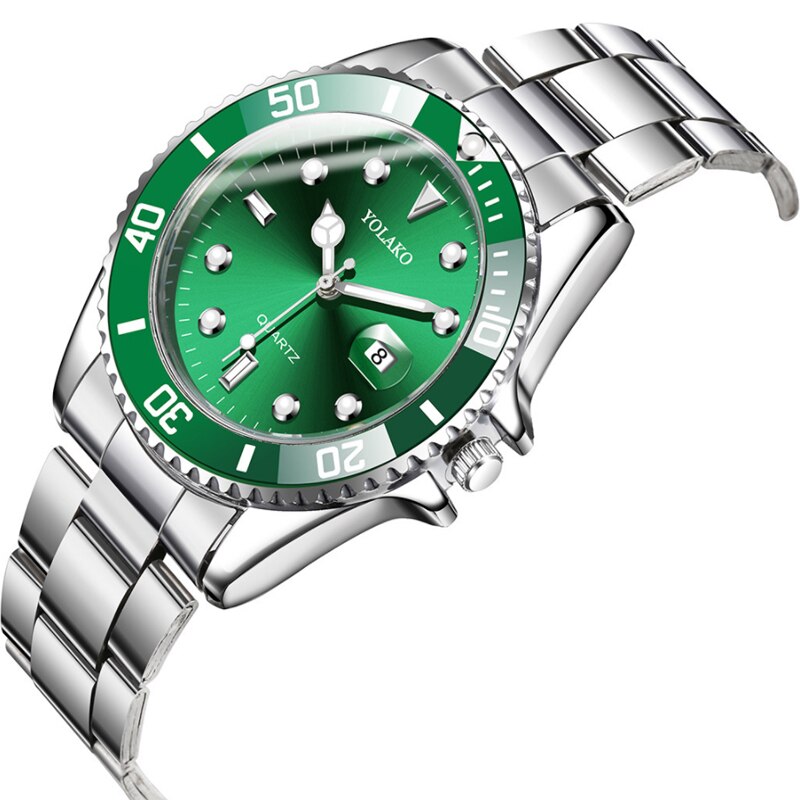 Reloj de negocios para hombre cronógrafo de lujo resistente al agua con fecha esfera verde