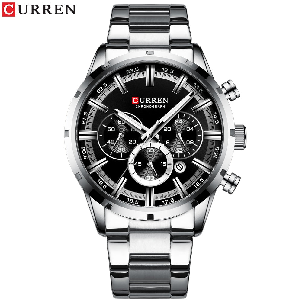 CURREN-reloj analógico de cuarzo para hombre! ⌚️💦 Con su resistencia al agua y cronógrafo, este accesorio de pulsera es perfecto para complementar tu estilo masculino. 👨‍💼🔝👔🕶️